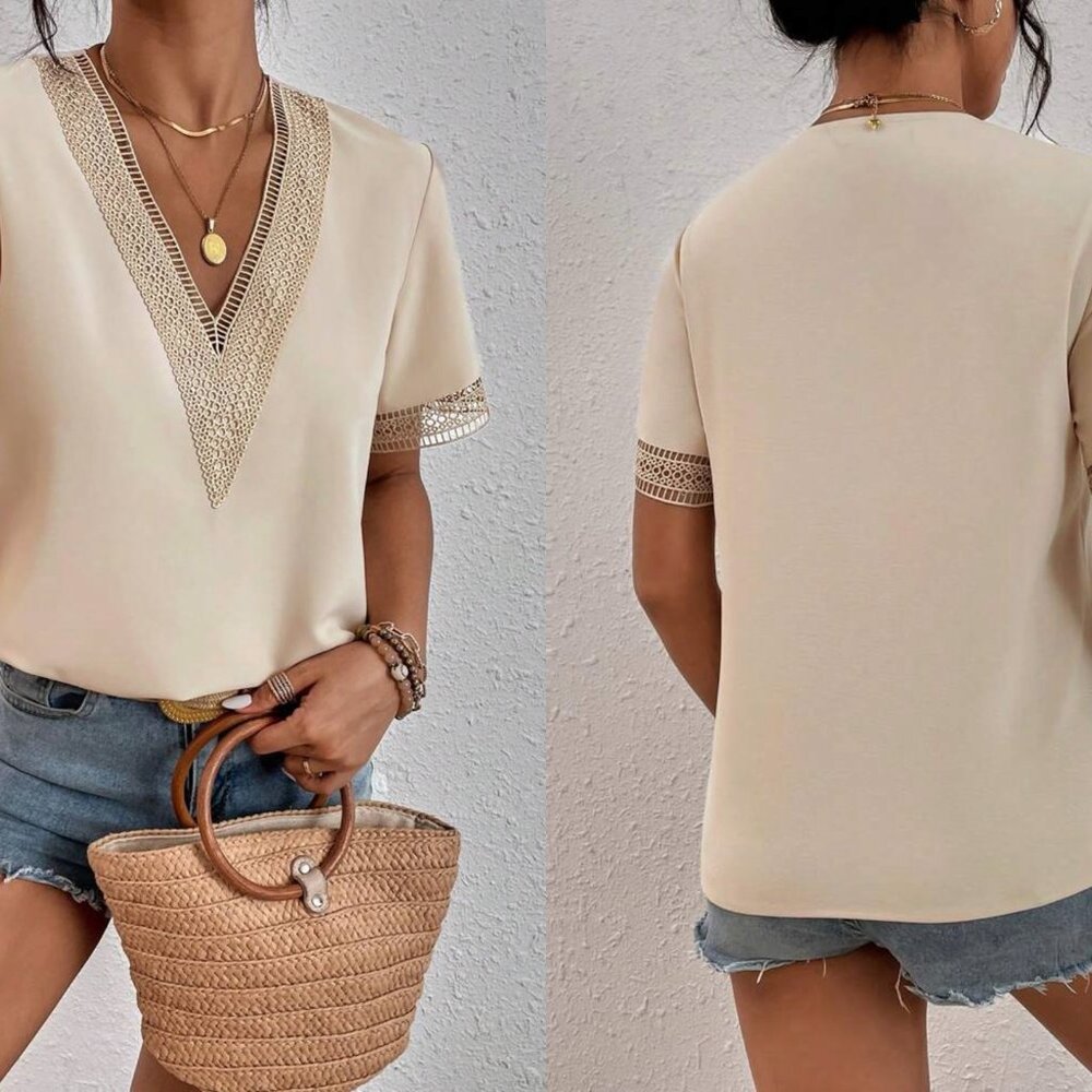Shein Contrast Lace Blouse size M